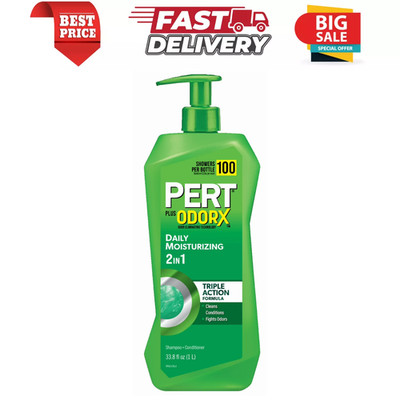Pert Plus OdorX Daily Moisturizing 2-in-1 Shampoo & Conditioner, 33.8 fl oz