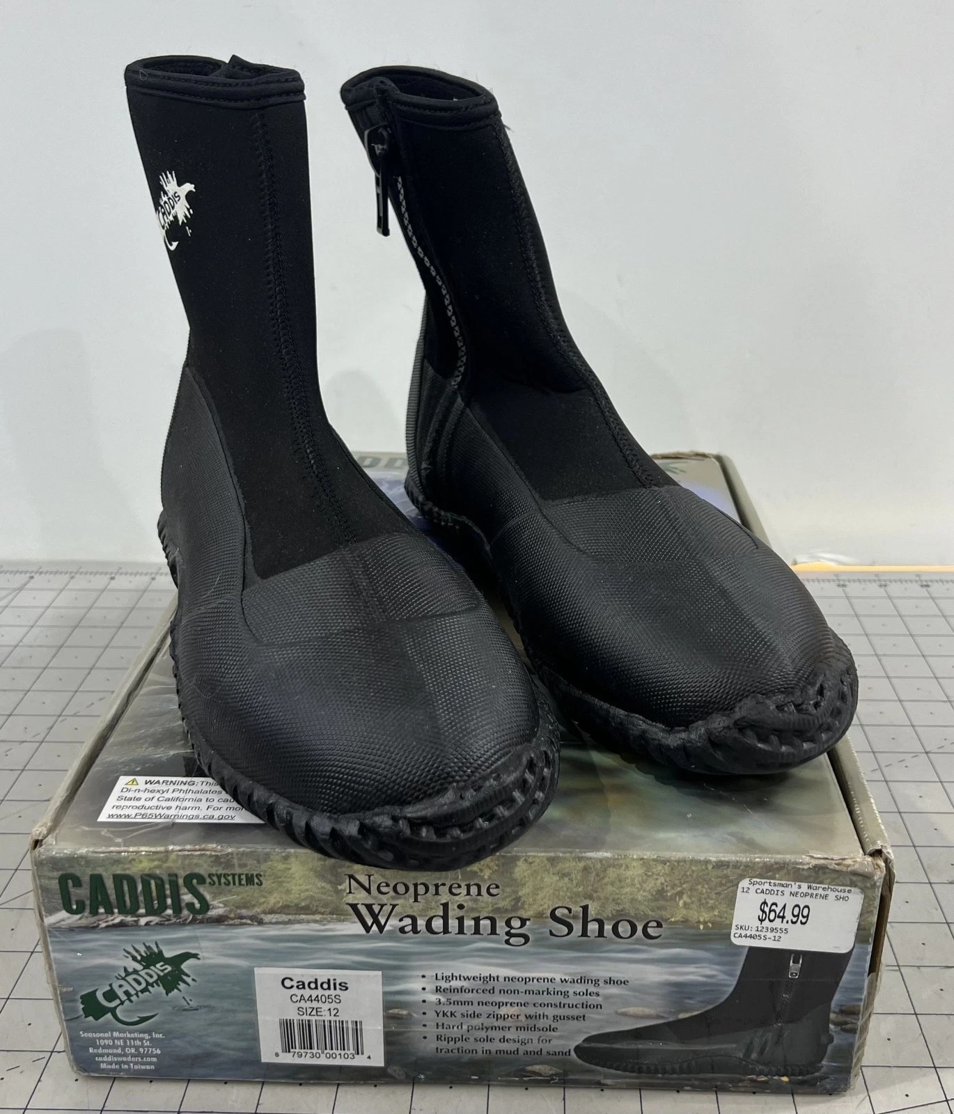 Caddis Men's 3.5mm Thick Neoprene Thick Ripple Sole Wading Boot Black Sz. 12