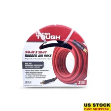 Heavy Duty Durable Rubber Air Hose 300 PSI Tear Resistant Flexible W/ Brass Ends