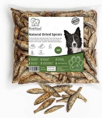 PAWLICIOUS Air Dried whole Sprats for Dogs Puppy 100% Natural BARF Omega Tasty Fish Treats