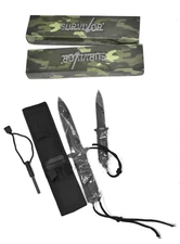 Lot of 2 Whetstone Survival Fire Starter Survival Knife Set 3 Piece Kit Black