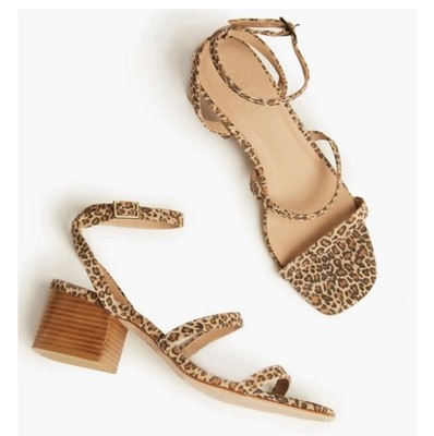 Able Scilia Sandal Women's 7 Leopard Print Suede Leather Block Heel Open Toe