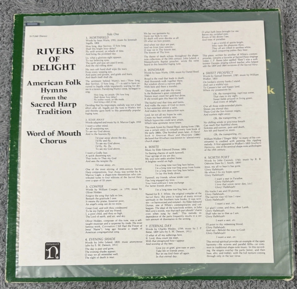 Rivers of Delight American Fold Hymns Sacred Harp Word of Mouth Chorus Nonesuch - Image 3 of 4
