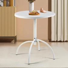 Lisuden Patio Bistro Metal Dining Table, Round Table for 2 Person, 27.5" WHITE