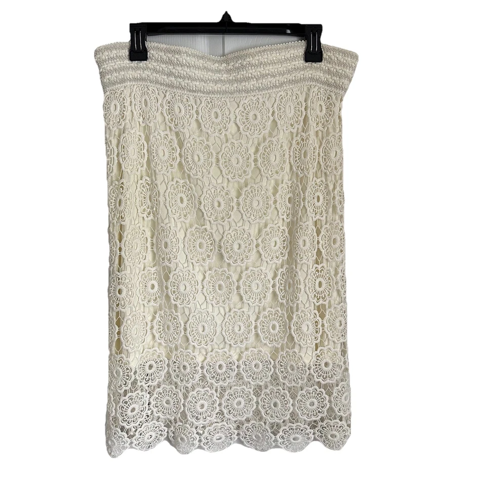 Lapis 钩针编织棉及膝拉女式裙子 M 码 Cottagecore 波西米亚 — 第 2/4 张图片