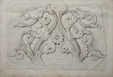 Antique 1823 Classical Architectural Engraving capitals friezes  Palmette Leaf