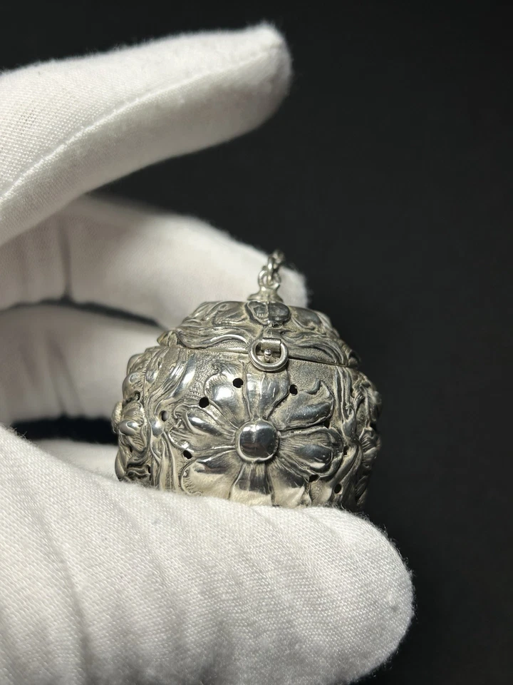 925 Silber Teesieb Jugendstil Floral - Bild 3 von 4