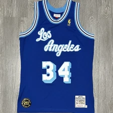 LOS ANGELES LAKERS MITCHELL & NESS SHAQUILLE O’NEAL AUTHENTIC SZ 44 LARGE BLUE