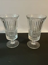 1980s facets pattern by tiara clear glass iced tea footed Tumblers Set Of 2