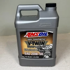 AMSOIL SAE 20W-50 100% Synthetic V-Twin Motorcycle Oil 1 Gallon