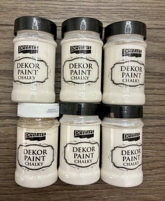 Pentart Dekor Chalky Paint, Lot of 6, Cream White, Water-based, 100 ml