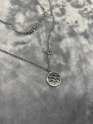 Dior Oblique Pendant Necklace Silver Finish Brass CD Icon Mens 2025 purchase