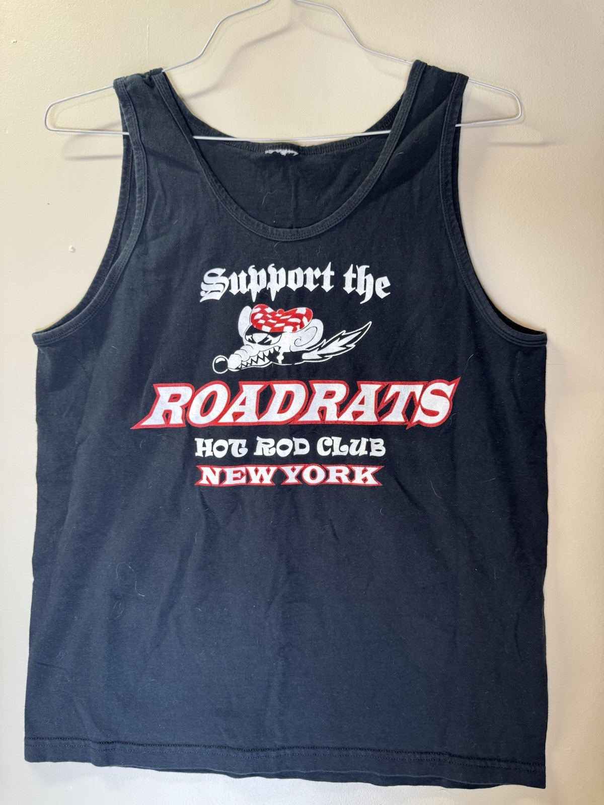 Vintage Roadrats Hot Rod Club New York Tank Top – Rat Rod Graphic, Black, Size L
