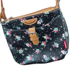 UNIONBAY Faux Leather Floral Polka Dot Crossbody Purse Bag Black Pink Pockets