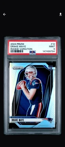 2024 Panini Prizm Rookie Variations Drake Maye #12 Silver Prizm (RC) - PSA 9