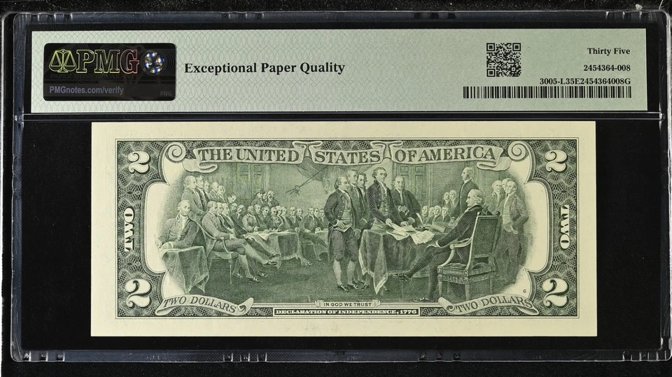 5 of a Kind Zeros Fancy Serial # Star Note! $2 Dollar Bill 4 in a Row L04330000* - Image 2 of 2