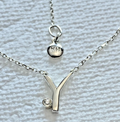 Kit Heath Diamond Initial Y Necklace Sterling Silver Signature NWT