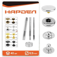 40 Sets 12.5mm Leather Snaps and Fasteners Kit with Setter Tools Silver