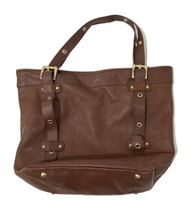 Steven by Steve Madden Brown Leather Shoulder Bag Purse Gold Tone Grommet