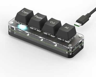 4-Key Cut Copy Paste Select-All Keyboard, Macro Keypad Ctrl A X C V HotSwap One 