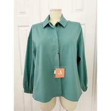 Argent Womens Sage Virgin Wool Blend Oversized Swing Shirt Size 12 NWT