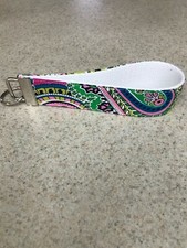 Key Ring Fob - Wristlet Style - Made w/ Designer Fabric - Pink Paisley - NEW