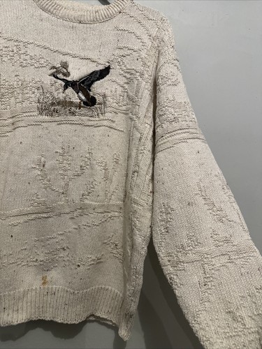 Maglione vintage Croft & Barrow uomo XLT anatra ricamato natura - Foto 5 di 7