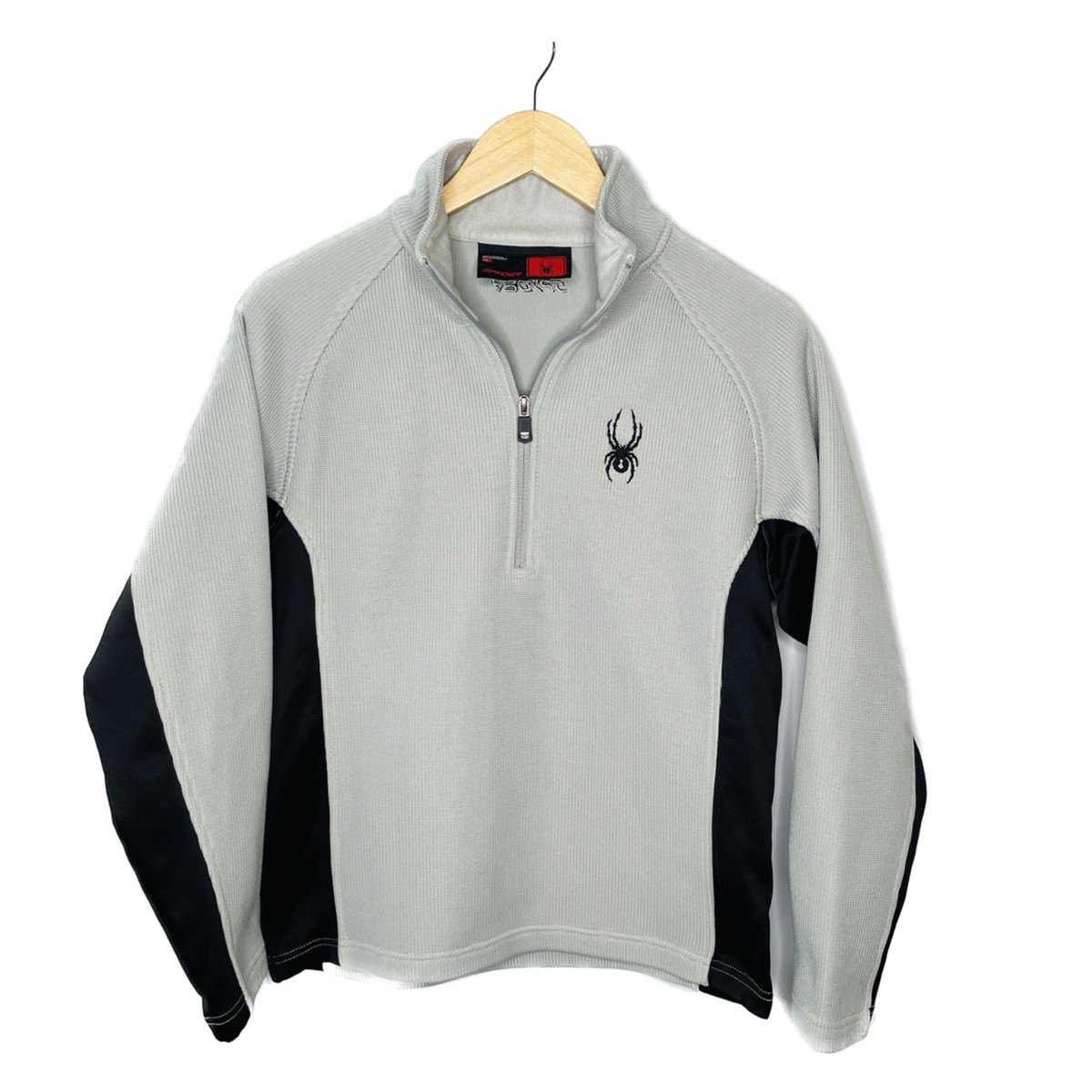 Spyder Wolfurt 1/4 Zip Pullover Sweater Grey Black Knit Colorblock