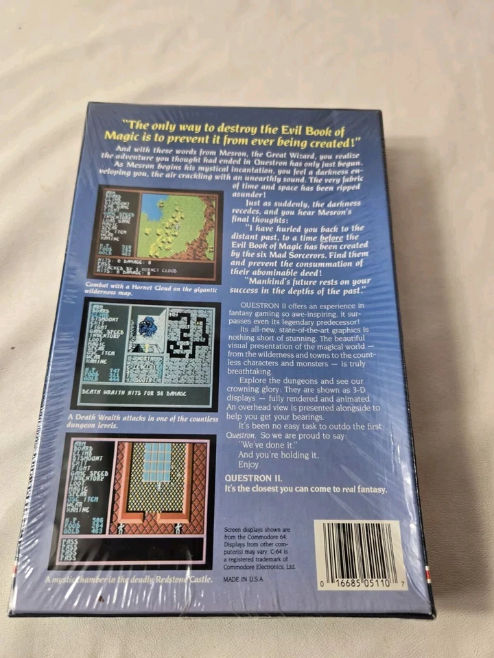 Questron 2 Commodore 64 Video Game Fantasy Adventure by SSI 1988 NEW SEALED vtg  - Image 2 of 3