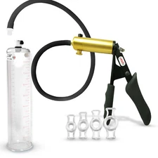 Penis Pump LeLuv ULTIMA Blue/Black Premium Hose Ergonomic Grip + 4 Tension Rings