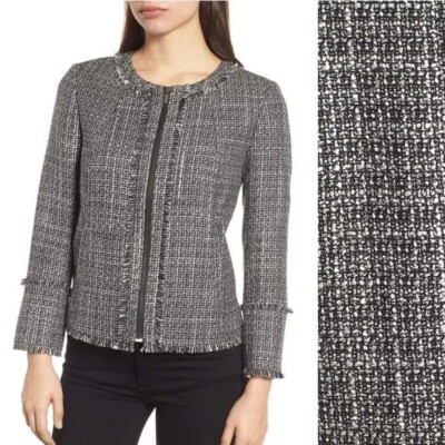 NEW Emerson Rose NORDSTROM Black Tweed Jacket Women s Zip Up - FREE SHIPPING USA