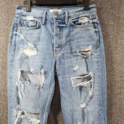 Grlfrnd Womens 'Karolina' Slim Straight High Rise Distressed Jeans Blue Size 26 - Picture 3 of 14