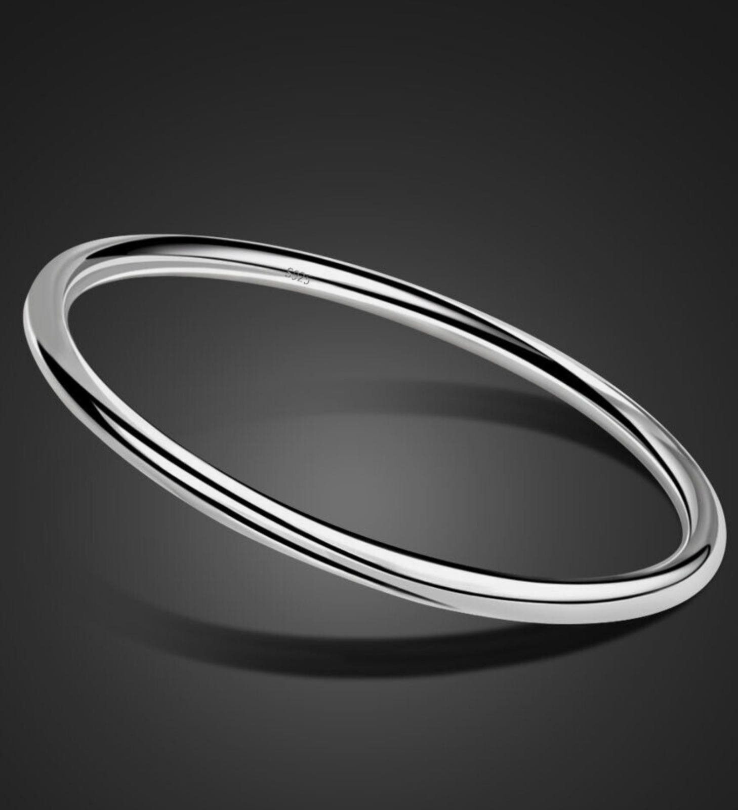 Bangle 7.5 in 925 Sterling Silver 5 mm Plain Smooth Circle Ring Fashion Bracelet-image