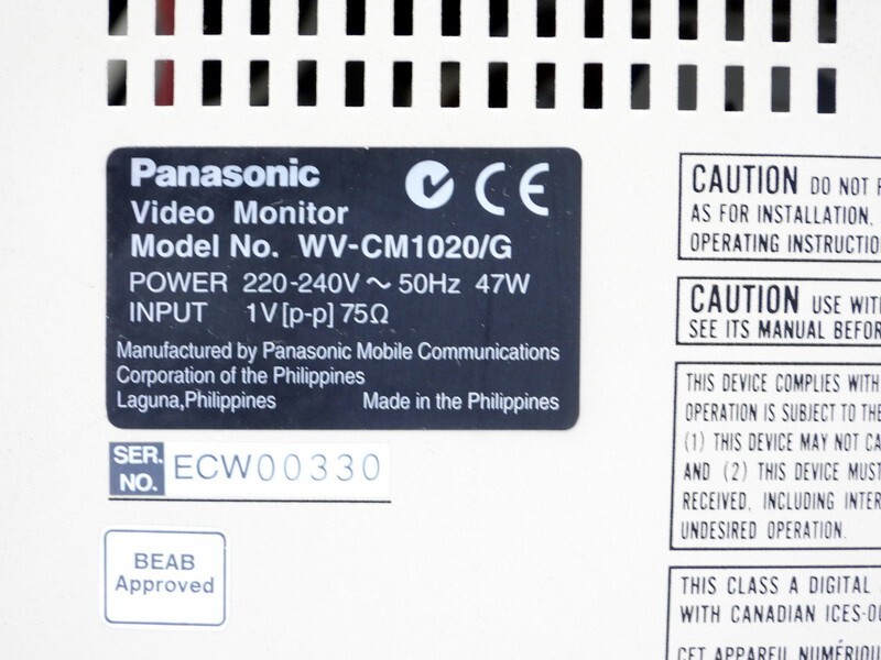PANASONIC CCTV SECURITY SYSTEM DIGITAL VIDEO MONITOR MODEL WV-CM
