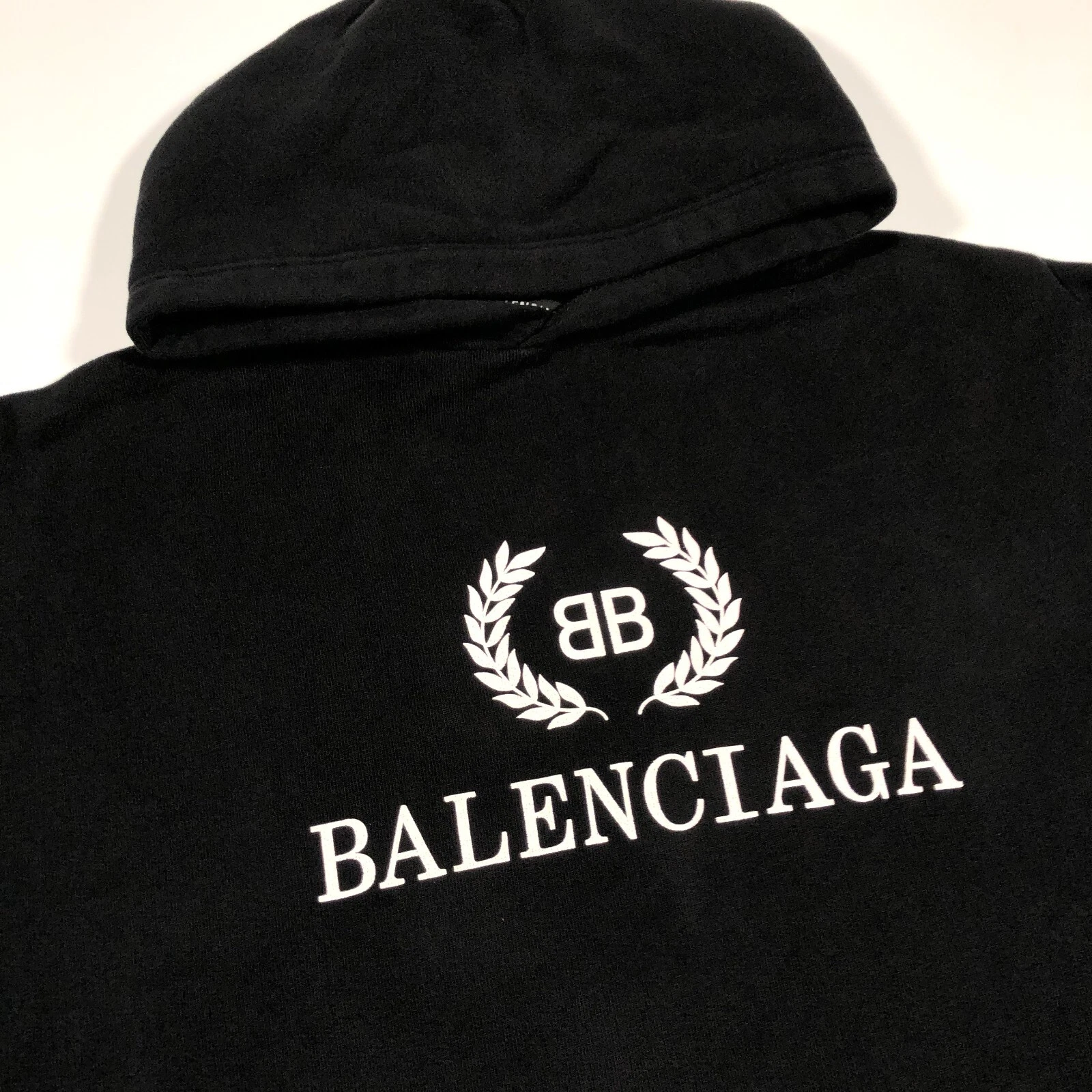 Felpa con cappuccio Balenciaga Crest Logo Spellout 2018 taglia small adatta XL B33