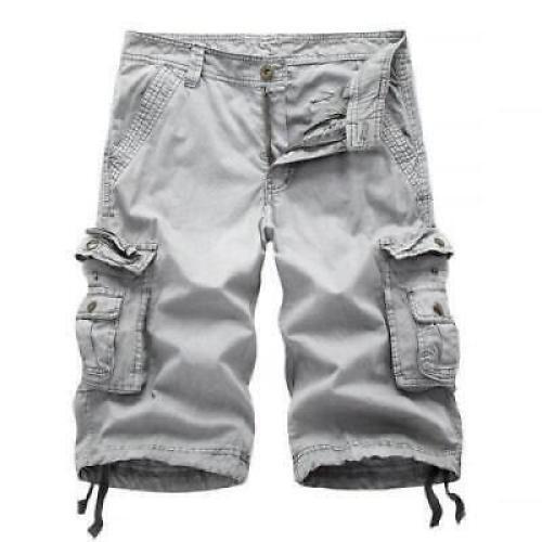 Herren lässig solide Cargoshorts mehrere Taschen gewaschene Lounge - 30 31 32 34 36 38 40 - Bild 15 von 18