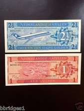 Netherlands Antilles 1 and 2.5 Gulden Banknotes UNC #3
