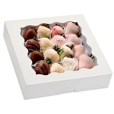 Moretoes 35pcs Pie Boxes, 10x10x2.5 Inches Cookie Boxes with Window White 