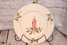 Vintage Fine Arts China - Christmas Candles and Holly, Excellent Dinner Plate