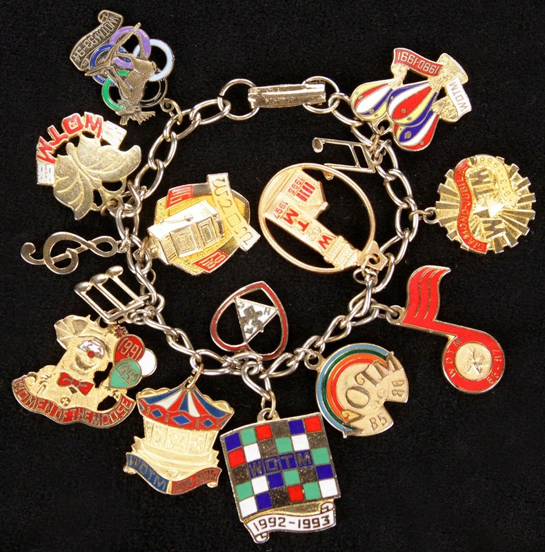 Vintage 1980's 1990's WOTM Women of the Moose Enamel Charm Bracelet Pendant Old