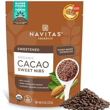 Navitas Organics Cacao Sweet Nibs 8 Ounce Organic Superfood Chocolate Snack