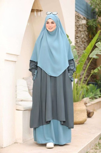 5 pcs long sleeve muslim women clothing with hijab and nekap 2025 style - Picture 2 of 30
