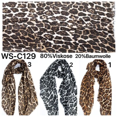 Leo Leopard Weicher Warmer Damen Winter Schal Tuch 180x90cm Stola 80% Viskose 09