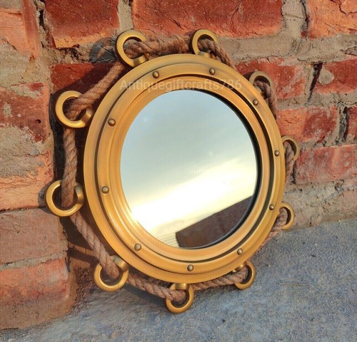 Nautical Porthole Antique Brown Finish Port hole mirror Glass Wall Hanging - Picture 4 of 4