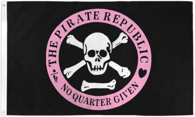 ''PIRATE REPUBLIC PINK'' flag 3x5 ft polyester banner sign no quarter given