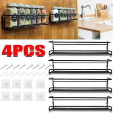 Set of 4 Wall Mount Spice Rack Organizer Hanging Seasoning Rack Cabinets Shelf