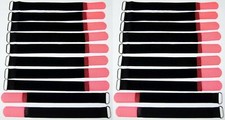 20 x Cable Hook and Loop 20cm x 20mm Neon Red Hook and Loop Hook and Loop Cable Ties Tape Eyelet