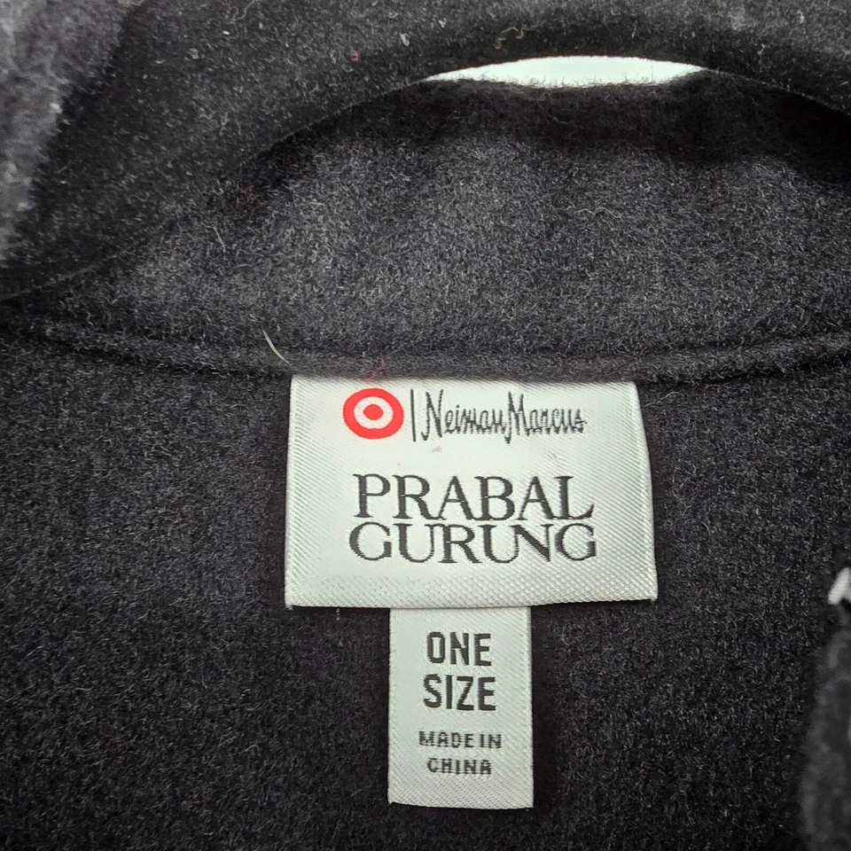 Neiman Marcus Prabal Gurung Women's Wool Blend Cape Shawl Bow Sequins Black OS - Image 3 of 4