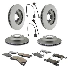 Front 350mm Rear 330mm Rotors Ceramic Pads Sensors Brake Kit For 11-16 Cayenne