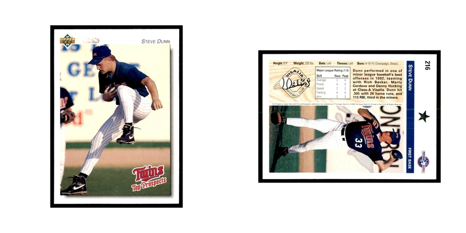 Steve Dunn 1992 Upper Deck Minor League #216 Baseball Cards Baseball Card NM - Image 3 of 3